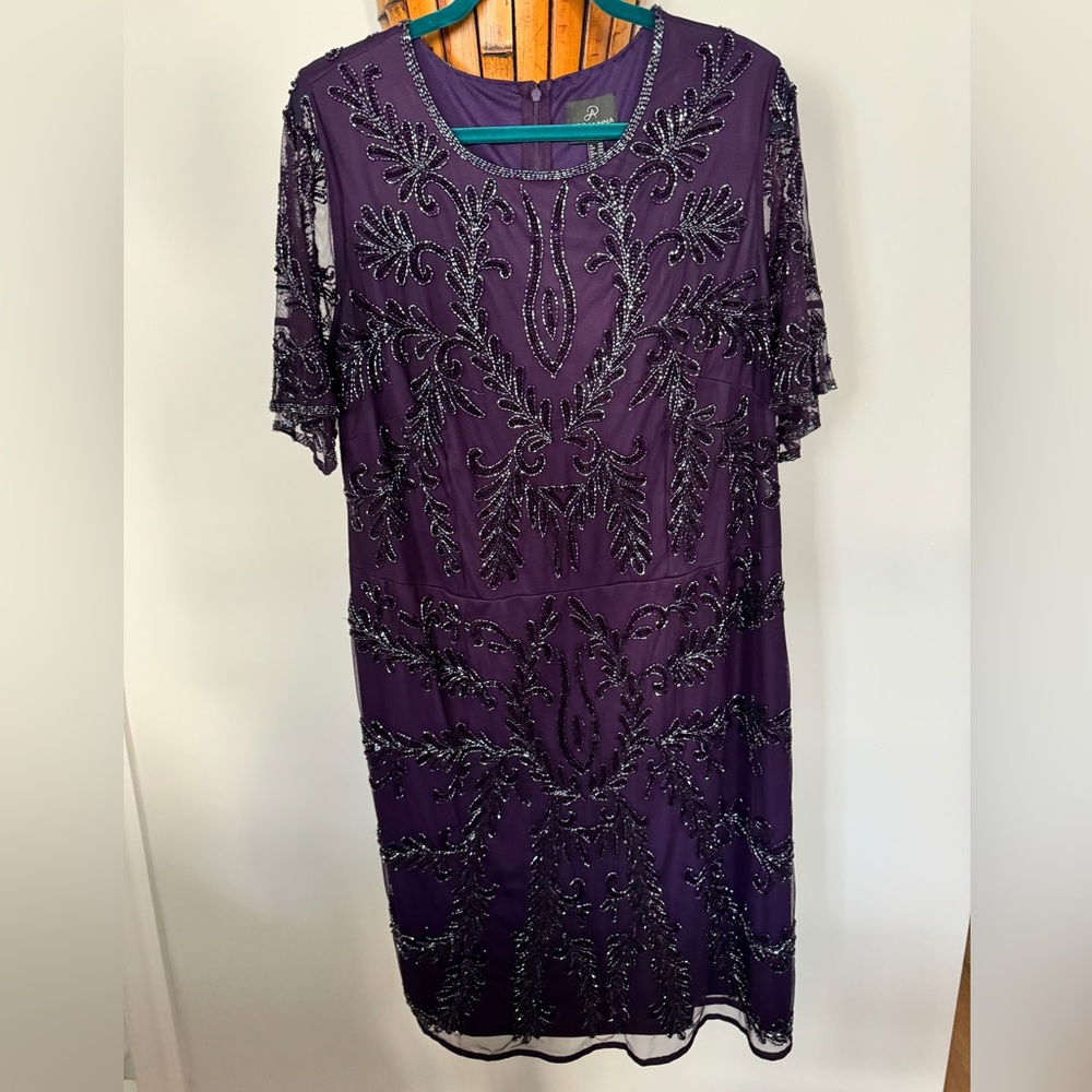 Adrianna Papell, Purple beaded Party Dress